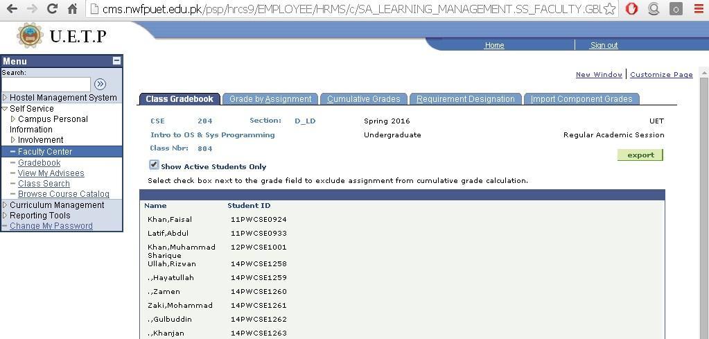 Grade Insertion Procedure for Faculty members 1 Click Self Service