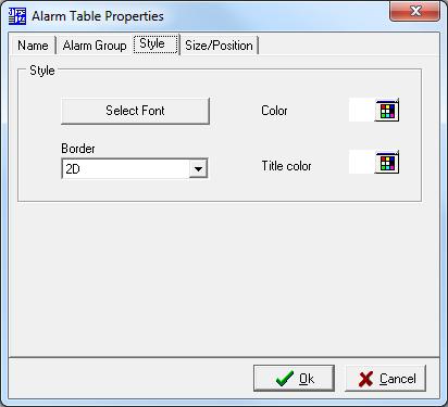 4. Select the type of alarm among the options Low, Low-Low, High, High-High, LowDifference, HighDifference or Difference. 5. Define the updating rate.
