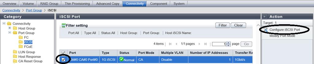 8. SAN Connection Settings Connection Settings for the ETERNUS DX iscsi Port Parameter Settings Set the connection information between the host interface port and the server.