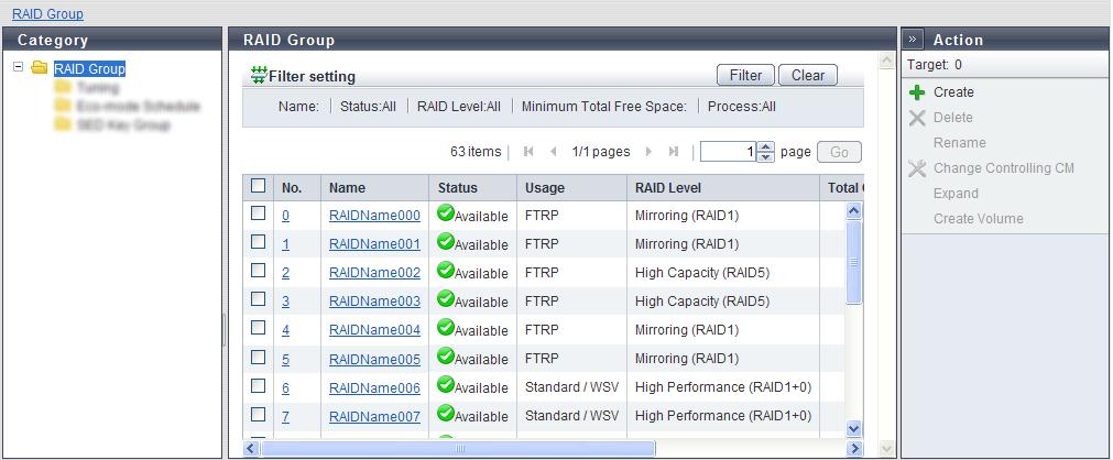 10. System Status Check Checking the RAID Groups Checking the RAID Groups On the [RAID Group Details] screen of ETERNUS Web GUI, the status of RAID groups that you have created is displayed.