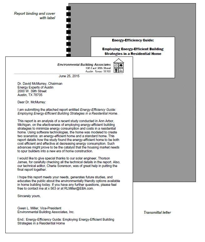 Figure 1: Transmittal letter and report cover (with cover label).