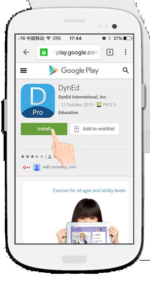 download the DynEd Pro App. Go to the Android store.