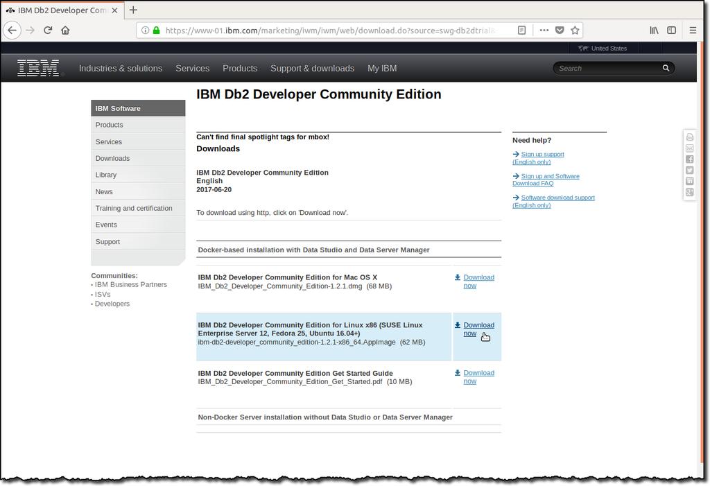 Figure 5. IBM Db2 Developer Community Edition Downloads page 8.