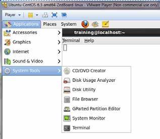 6. To run the GParted Partition Editor, in the VM menu select Applications System Tools