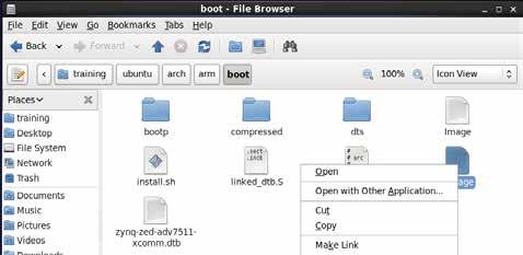 5. If a file browser window is not already open from a previous exercise, open a file browser window through the Applications System Tools File Browser menu item. Figure 64 CentOS File Browser 6.
