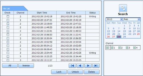 Fig 8-8 File Management Interface Lock: Select certain file item in the file list box and then click Lock button to lock this file that ca not be deleted or overlaid.