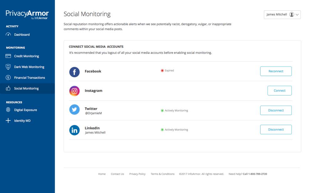 SOCIAL MONITORING Monitor social accounts for anyone covered We look for alcohol references, bigotry, bullying,
