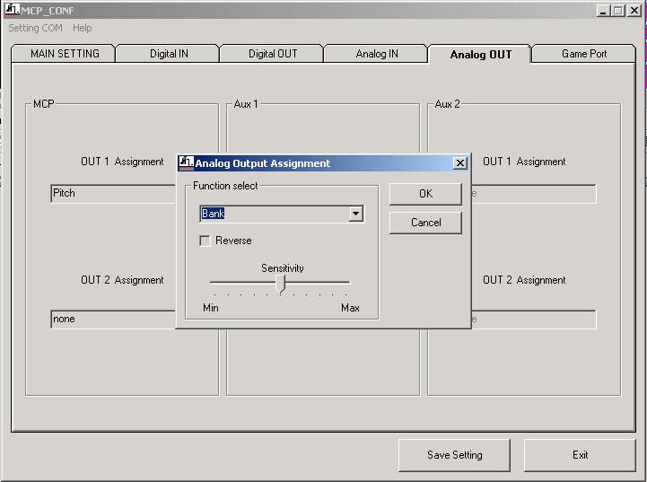 Analog Output assignment Through the Analog OUT tab you may assign the two analog outputs.