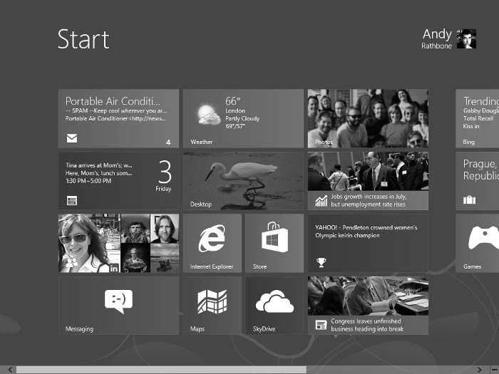 12 Part I: Windows 8 Stuff Everybody Thinks You Already Know Figure 1-1: The newest version of Windows, Windows 8, comes preinstalled on most new PCs today.