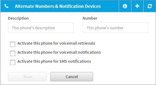 Figure 11: Example Alternate Numbers & Notification Devices Page Manage Alternate Numbers & Notification Devices To add a new phone number as an alternate number or notification device from which you