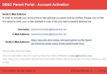 5. To create your Portal account enter your email address where indicated. This will become your username when you log into the Parent Portal next time. You are also required to add a password.