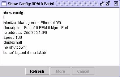 Figure 32 is a screenshot showing that selection on the popup menu overlaid on a partial view of the selected management port on the selected RPM.