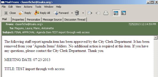 AGENDA ITEM - REVISIONS REQUIRED BY CITY CLERK 1.