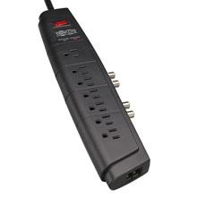 7-Outlet Home/Business Theater Surge Protector, 6-ft. Cord, 2100 Joules, Tel/Modem/Coax Protection MODEL NUMBER: HT706TSAT Highlights 7 outlets / 6 ft. cord 2100 joule rating 2-line 2.