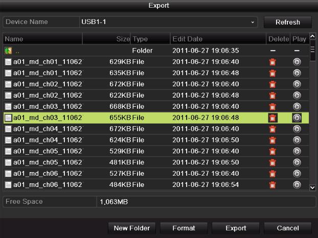 Figure 7.23 Export by Event Using USB Flash Drive Stay in the Exporting interface until all record files are exported with pop-up message Export finished. Figure 7.