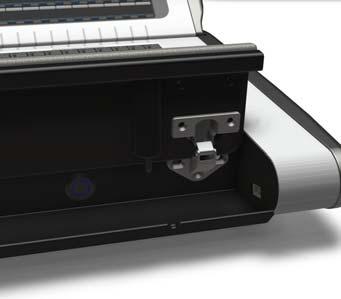 The trackerball controls pan and tilt of fixtures, and can also be used to control the mouse pointer for the screens.