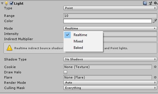 mode is enabled Unity Lighting Realtime Will use realtime lighting,