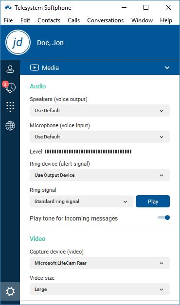 14.2 Media 14.2.1 Audio Output Device (Voice Playback) Choose a headset, PC-integrated speakers, or external speakers for audio output.