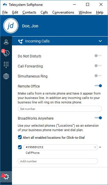 15 Call Settings Softphone supports the following service management features allowing supplementary services to be managed using the Preferences and Call Settings view available in the Main window