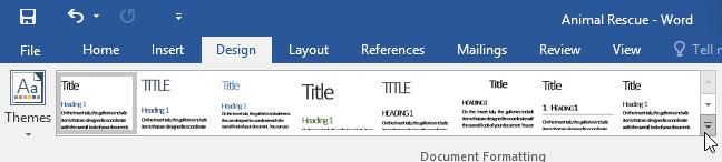 Select the desired style from the drop-down menu. 4 The text will appear in the selected style. To apply a style set: Style sets include a combination of title, heading, and paragraph styles.