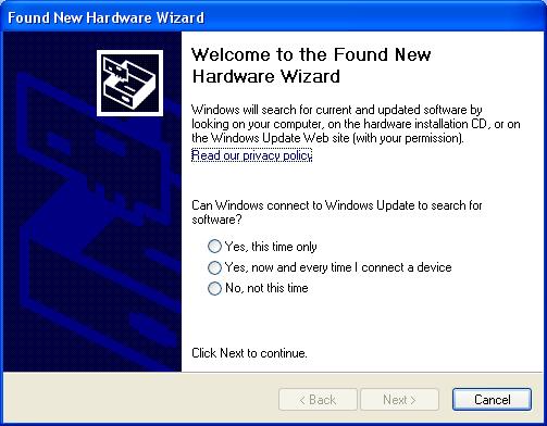 Figure 1-14 Then a hardware update wizard dialog box will pop up on the