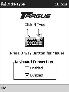 To enable the Click N Type: 1Tap Start, then Click N Type. The main application screen appears. Sample main application screen 2 Tap on the box next to Enabled so that a check mark appears.