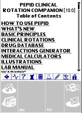 >> Table of Contents The Table of Contents (TOC) icon allows you to see all that is offered on your PEPID Clinical Rotation Companion Suite.