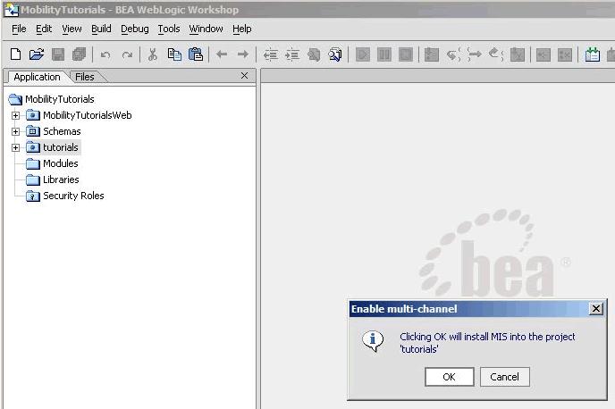 Using BEA Workshop with the Getting Started Tutorials Figure 14 Install MIS into the Project 3. You will see a Files copied/modified successfully message. Click OK to continue.