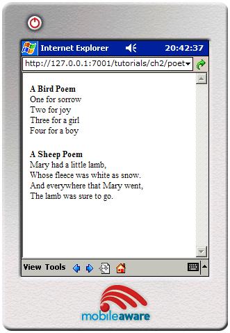 Creating Content for PC and PDA Browsers Figure 24 poetry.