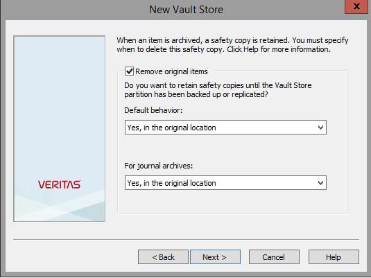 Veritas Access features for Enterprise Vault archival storage Partition Secure Notification 15 Note: When using Veritas Access file systems as WORM-enabled storage for Enterprise Vault, once WORM