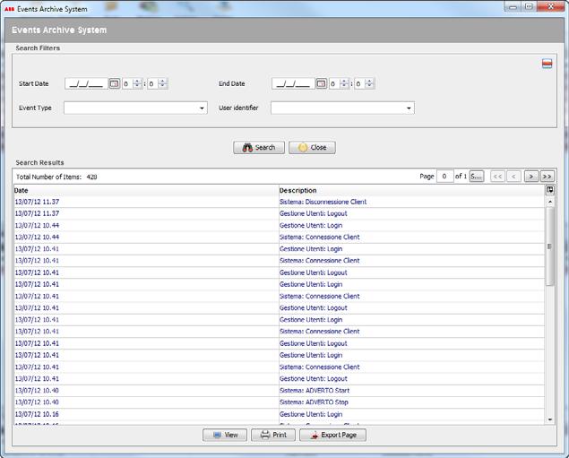 5 Archives 1VCD601154 System Events Archive Push <Archives> in toolbar and select System Events