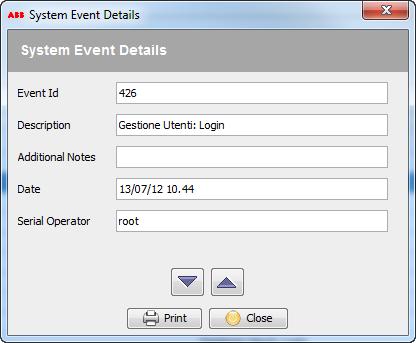 Figure 23 System Event archive window Use the Search Filters to find specific events information.