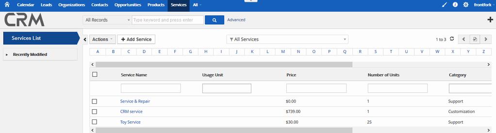 4.3. Services CRM allows staff to track routine maintenance or repair work on products for customers. Services are additional assistance or non-stock items you offer to your customers.