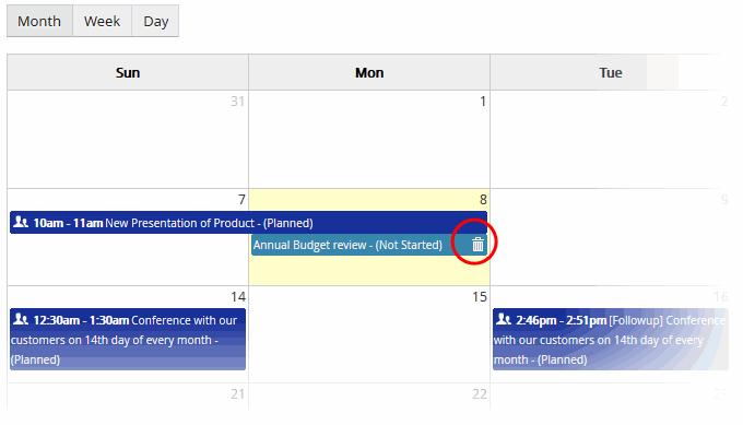 The 'Calendar' Module has three panes: My Calendar - Opens your daily (activities scheduled on current day) planner, weekly (activities scheduled on current week) and monthly (activities scheduled on