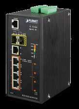 Industrial L2+ 4-Port 10/100/T Ultra + 1-Port 10/100/T + 2-Port 100/X SFP Managed Switch Physical Port 4 10/100/BASE-T Gigabit Ethernet RJ45 ports with Ultra Injector 1 10/100/BASE-T Gigabit Ethernet