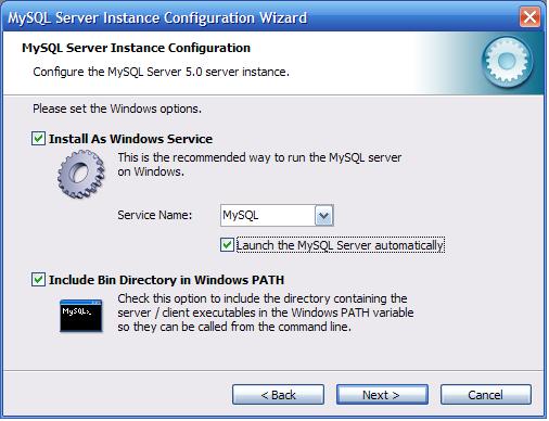 and click Next. Figure 8. Configuration page of the MySQL Server Instance Configuration Wizard 9.