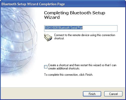 7 Click the services you want to enable, then click Next. The Completing Bluetooth Setup Wizard screen opens.