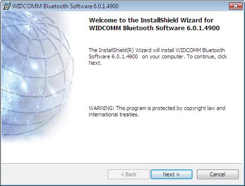 Windows Vista or Windows 7 Installing the Bluetooth software in Windows Vista or Windows 7 To install the Bluetooth software in Windows Vista or Windows 7: 1 Insert the provided installation CD into