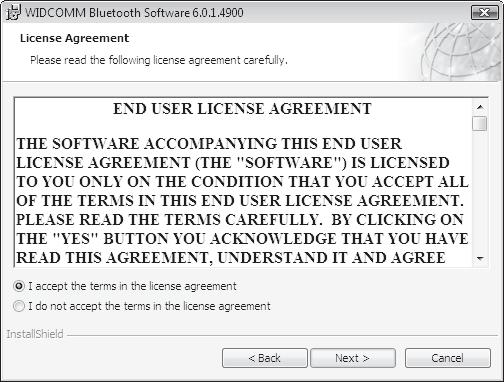 3 Click Next to begin the installation. The License Agreement screen opens.