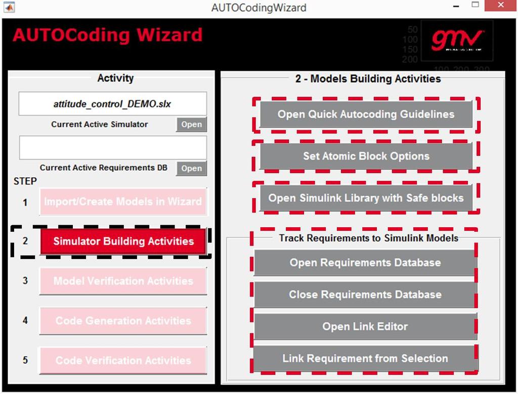AUTOCoding Wizard Wizard Support for Simulator Building Open Quick Autocoding Guidelines Open a quick HTML guideline reporting the most important modelling rules Set Atomic Block Options Set