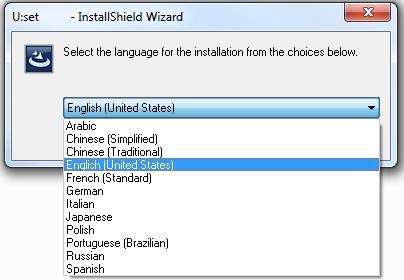 Select Installation Language Select the language that you would like U:set to use.