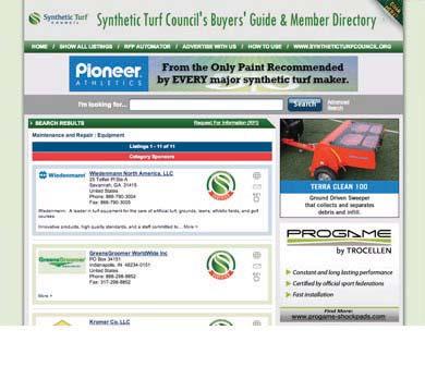 Available whenever you need it, STC Buyers' Guide & Member Directory makes it easy to locate products and professional services geared to the synthetic turf industry.