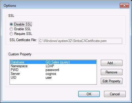 Click on Options button, here you can add/remove/edit custom properties. These properties are optional.