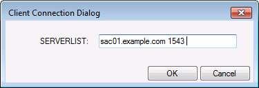 So you will see this pop up dialog: Please note, there is a space between host and port number, NOT a colon mark.