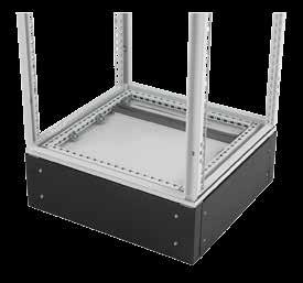 200-mm Plinth Base Plinth Bases install under an enclosure to provide space for cables to enter from below. A Plinth Base consists of eight corner supports connected to four access panels.