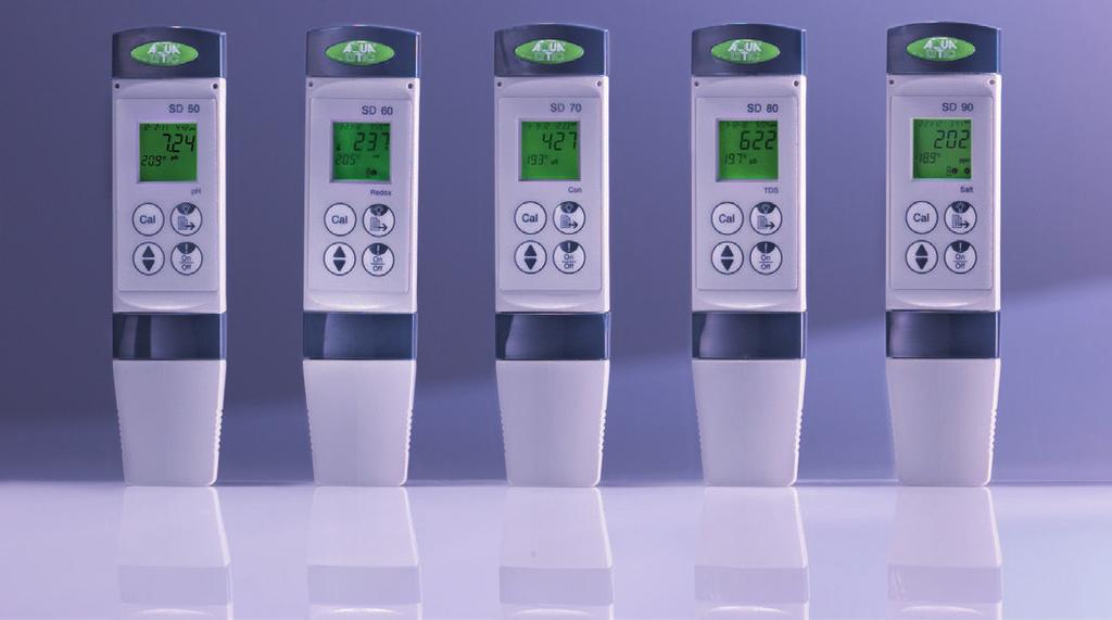 Electrochemistry Meters Series SD (IP 67 waterproof) 82 The new AQUALYTIC SD series comprises a range of compact, easy-to-use, hand-held instruments for the accurate measurement of ph, ORP, Con, TDS