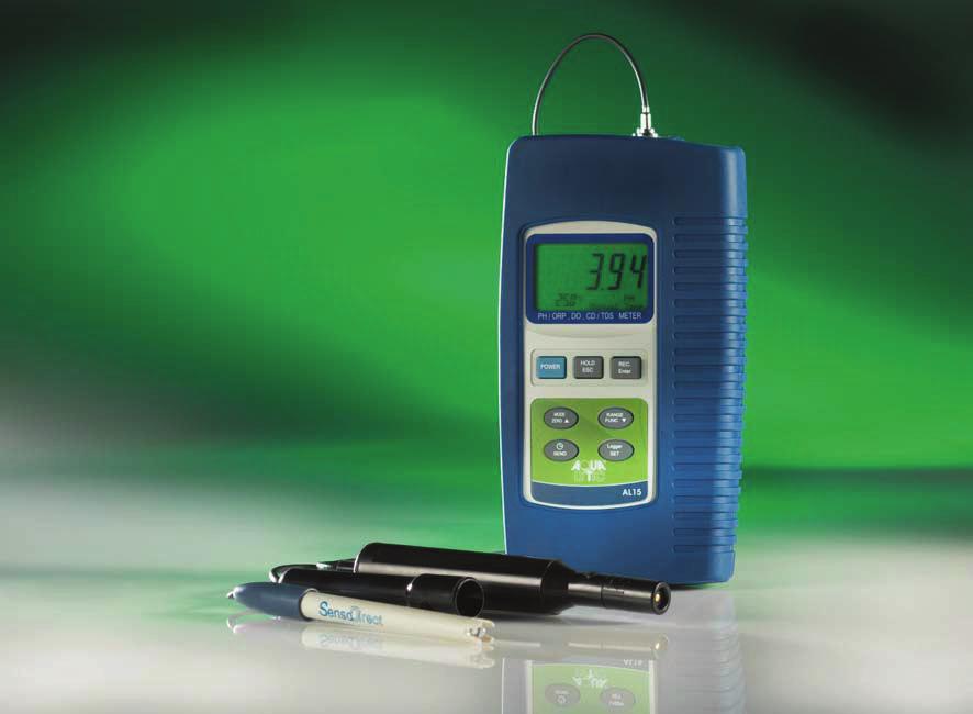 Hand-Held Meters Multi Parameter Hand-Held Meter AL15 dissolved Oxygen (O 2 ) I O 2 -concentration in mg/l Conductivity/TDS I ph/redox I C/ F 74 Applications Drinking Water Cooling/Boiler Water Waste