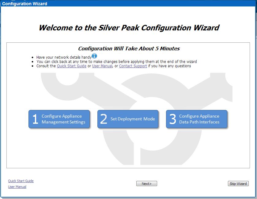 The Silver Peak Appliance Management Console login page appears. b. For both the User Name and Password, enter admin.