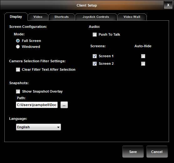 Client Setup Ocularis Client User Manual Client Setup The Client Setup screen, located by selecting Views Client Setup allows users to customize their Ocularis Client experience.