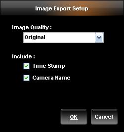 From Browse mode, select a camera, and set the Timeline to the desired point in time, with the desired image displayed. 2. Click Export on the menu bar and select Individual Frames. 3.